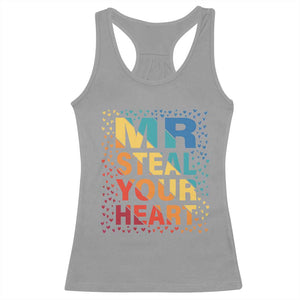 Valentine's Day Racerback Tank Top Mr Steal Your Heart Funny Rainbow Heart TS09 Sport Gray Print Your Wear