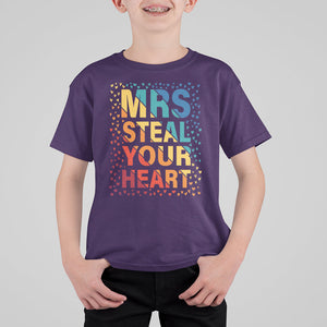 Valentine's Day T Shirt For Kid Mrs Steal Your Heart Funny Rainbow Heart TS09 Purple Printyourwear