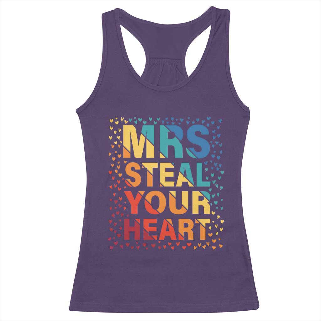 Valentine's Day Racerback Tank Top Mrs Steal Your Heart Funny Rainbow Heart TS09 Purple Print Your Wear