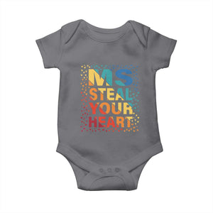 Valentine's Day Baby Onesie Ms Steal Your Heart Funny Rainbow Heart TS09 Charcoal Print Your Wear