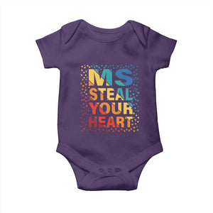 Valentine's Day Baby Onesie Ms Steal Your Heart Funny Rainbow Heart TS09 Purple Print Your Wear