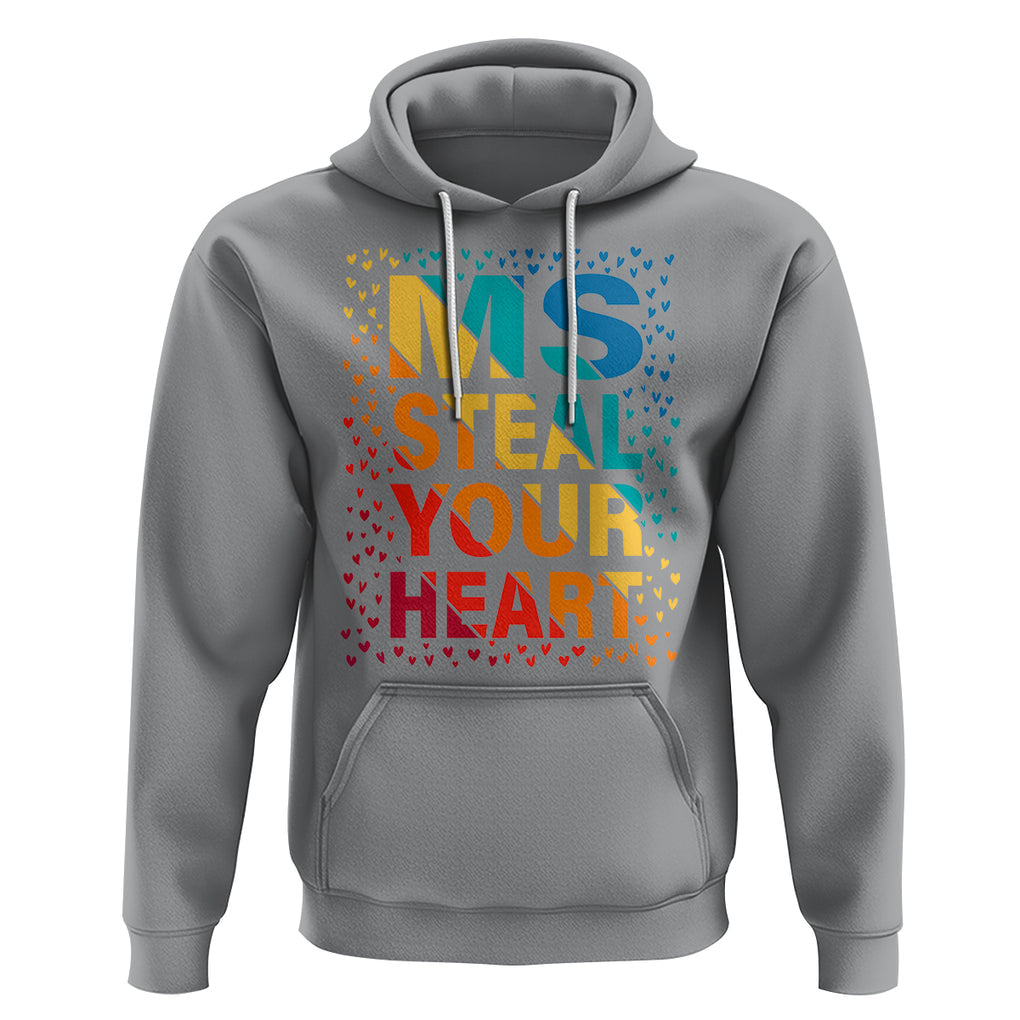 Valentine's Day Hoodie Ms Steal Your Heart Funny Rainbow Heart TS09 Sport Gray Printyourwear