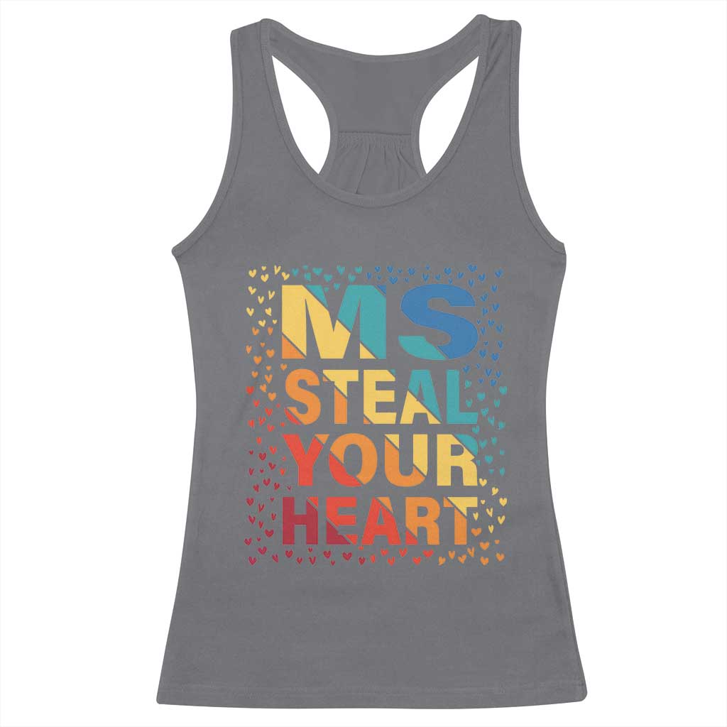 Valentine's Day Racerback Tank Top Ms Steal Your Heart Funny Rainbow Heart TS09 Charcoal Print Your Wear