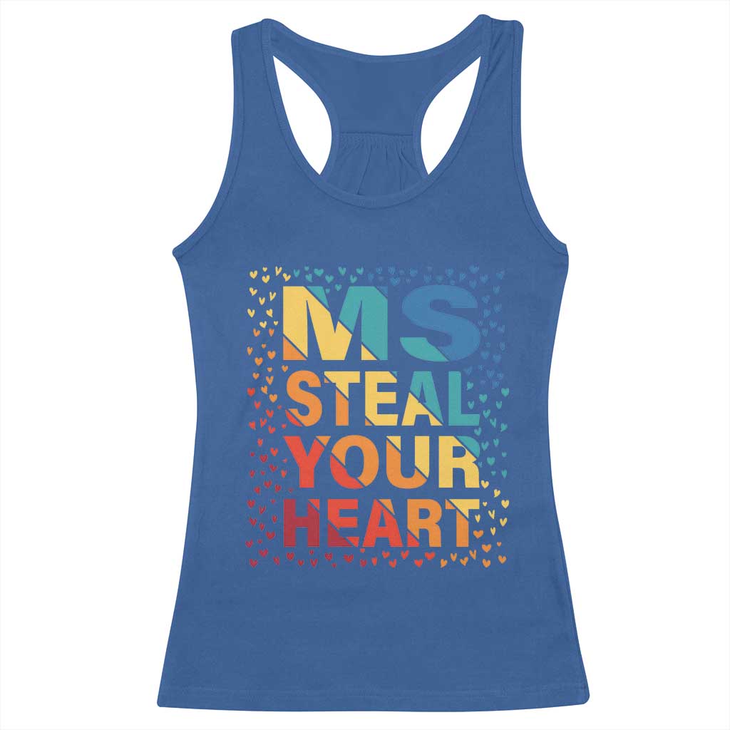 Valentine's Day Racerback Tank Top Ms Steal Your Heart Funny Rainbow Heart TS09 Royal Blue Print Your Wear