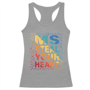 Valentine's Day Racerback Tank Top Ms Steal Your Heart Funny Rainbow Heart TS09 Sport Gray Print Your Wear