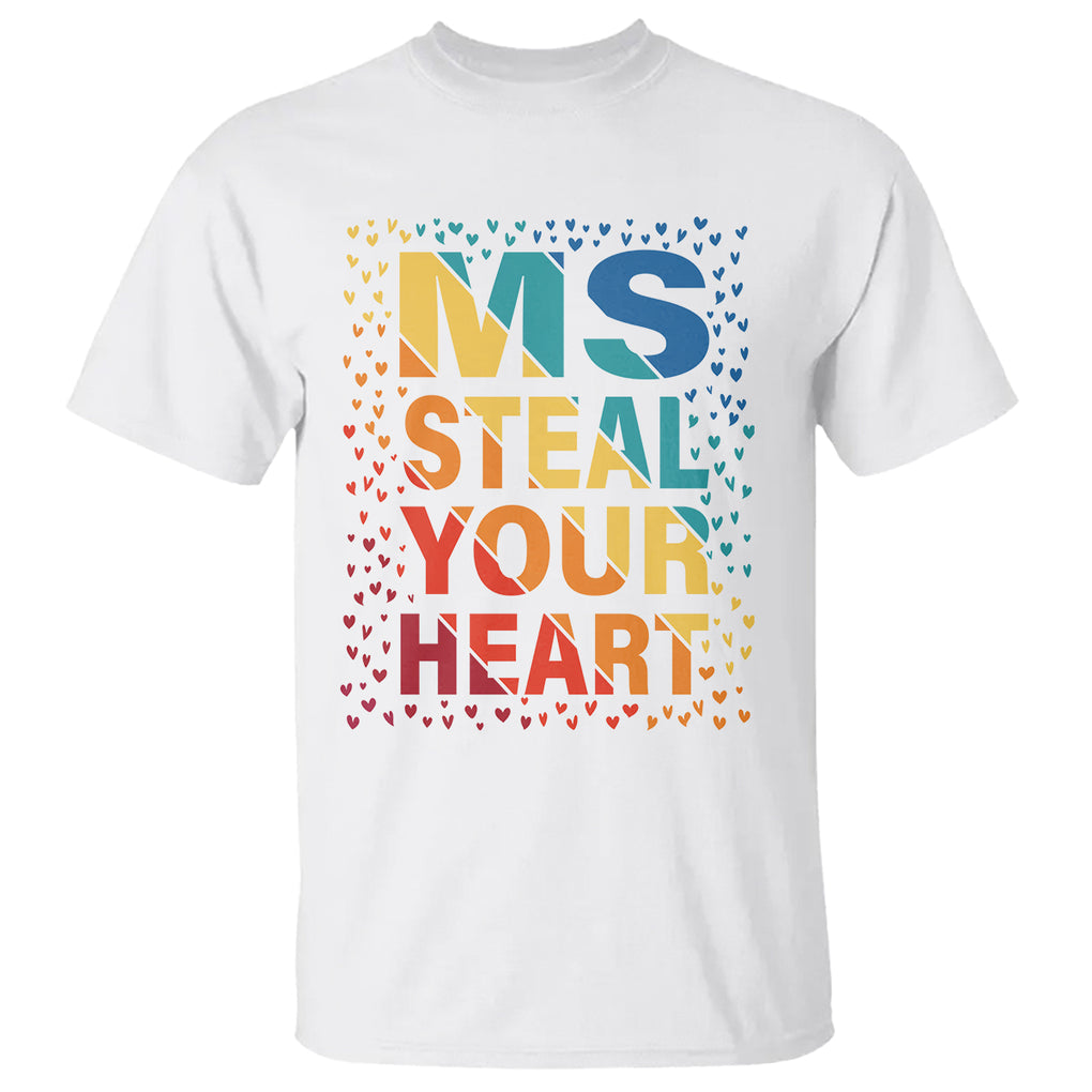 Valentine's Day T Shirt Ms Steal Your Heart Funny Rainbow Heart TS09 White Printyourwear
