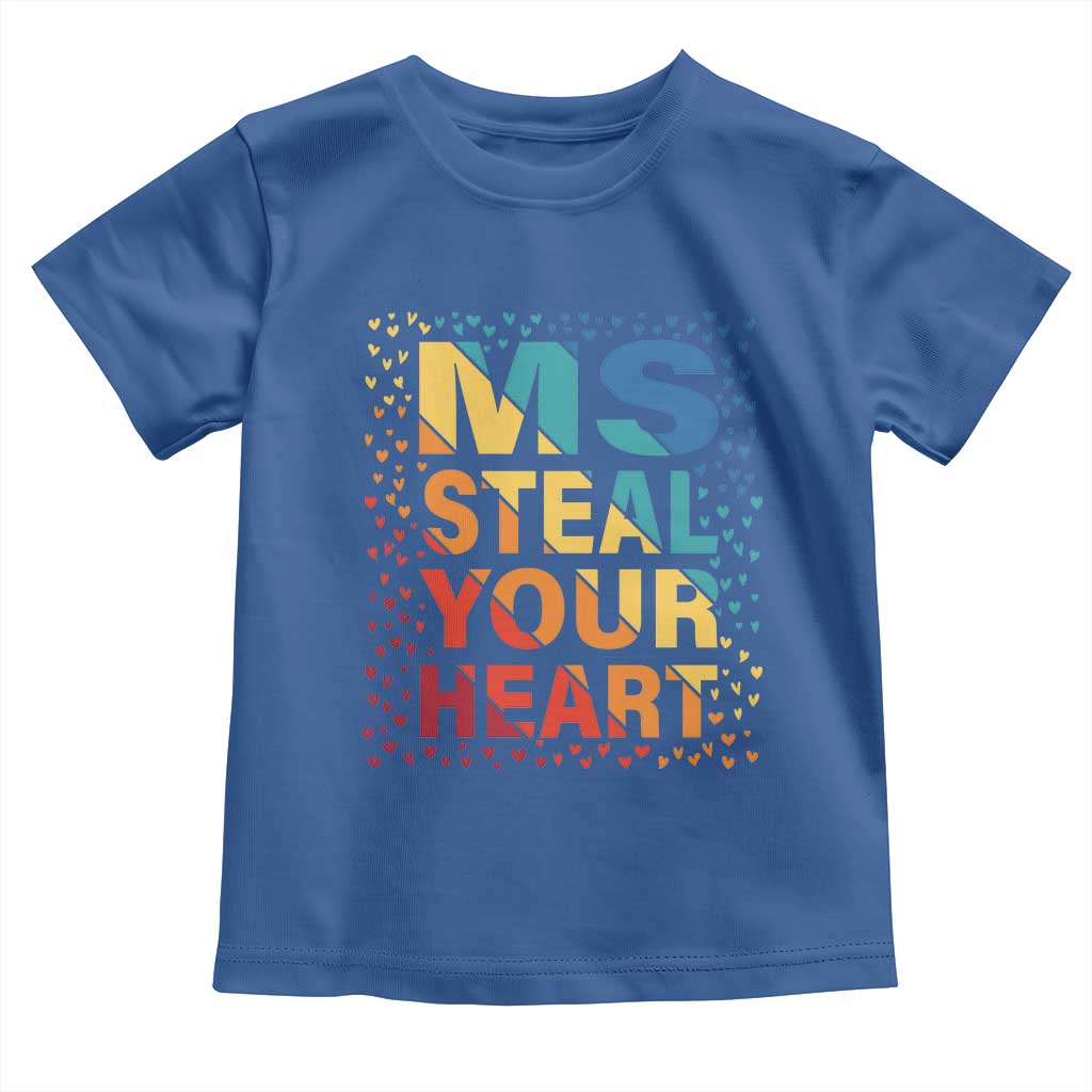 Valentine's Day Toddler T Shirt Ms Steal Your Heart Funny Rainbow Heart TS09 Royal Blue Print Your Wear