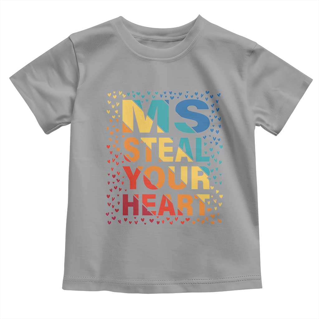 Valentine's Day Toddler T Shirt Ms Steal Your Heart Funny Rainbow Heart TS09 Sport Gray Print Your Wear