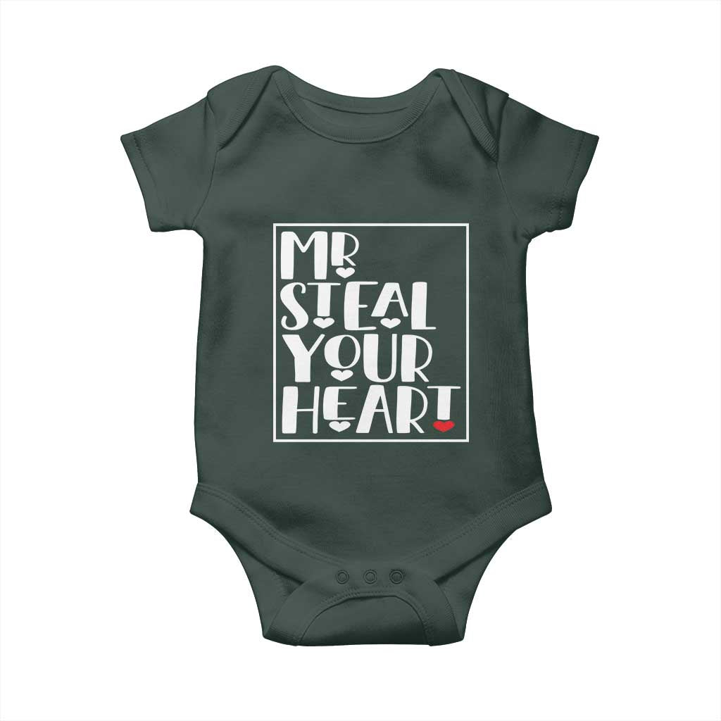 Valentine's Day Baby Onesie Mr Steal Your Heart Funny Heart TS09 Print Your Wear