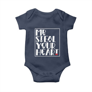 Valentine's Day Baby Onesie Mr Steal Your Heart Funny Heart TS09 Navy Print Your Wear