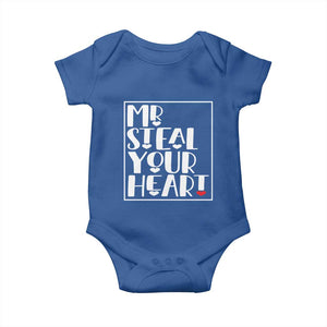 Valentine's Day Baby Onesie Mr Steal Your Heart Funny Heart TS09 Royal Blue Print Your Wear