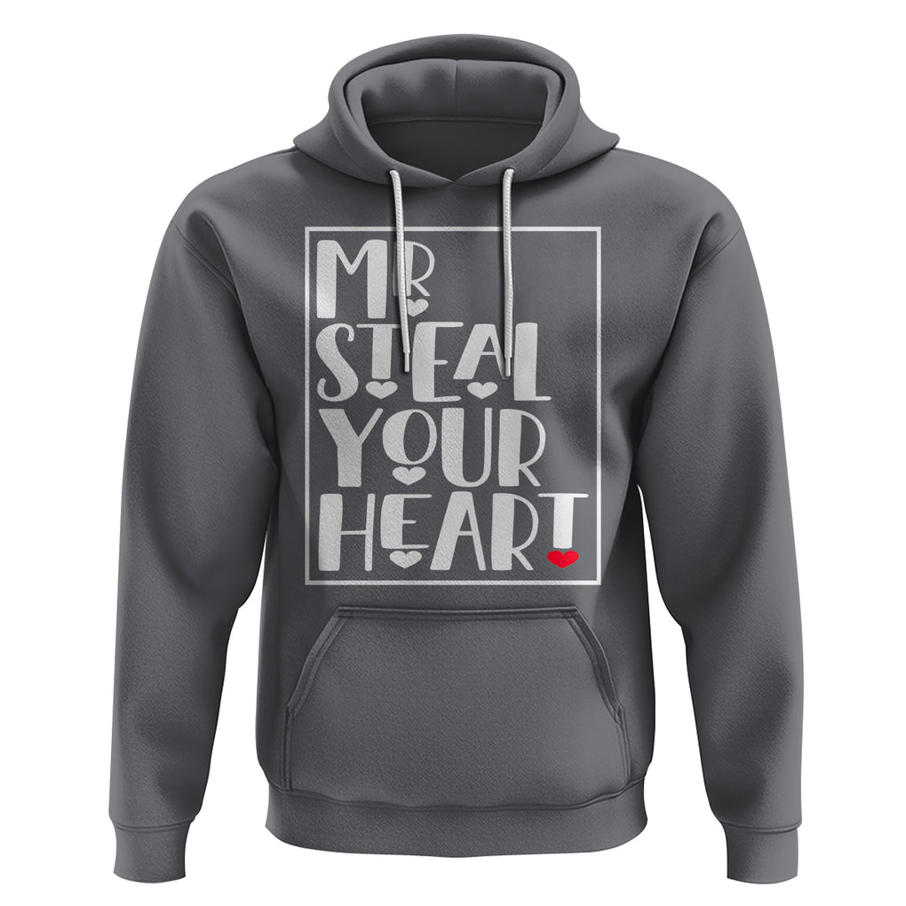 Valentine's Day Hoodie Mr Steal Your Heart Funny Heart TS09 Charcoal Printyourwear