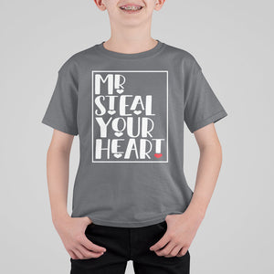 Valentine's Day T Shirt For Kid Mr Steal Your Heart Funny Heart TS09 Charcoal Printyourwear