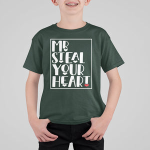 Valentine's Day T Shirt For Kid Mr Steal Your Heart Funny Heart TS09 Dark Forest Green Printyourwear