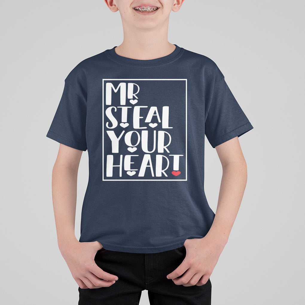 Valentine's Day T Shirt For Kid Mr Steal Your Heart Funny Heart TS09 Navy Printyourwear