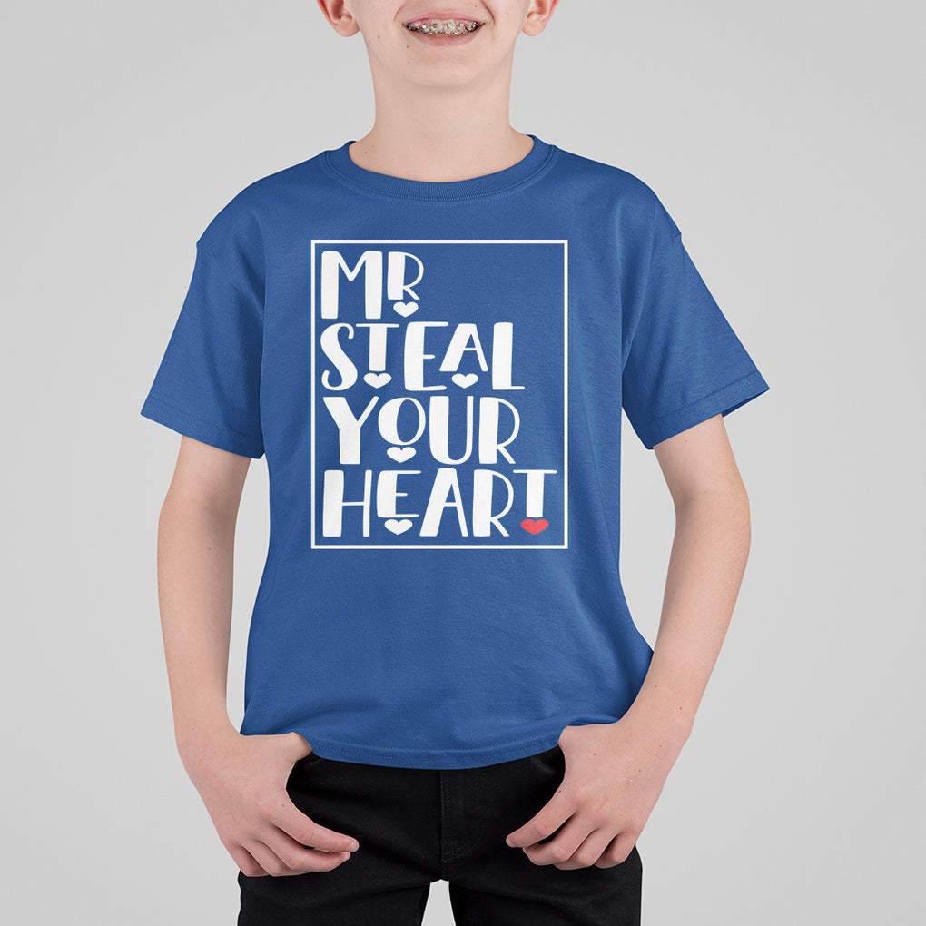 Valentine's Day T Shirt For Kid Mr Steal Your Heart Funny Heart TS09 Royal Blue Printyourwear