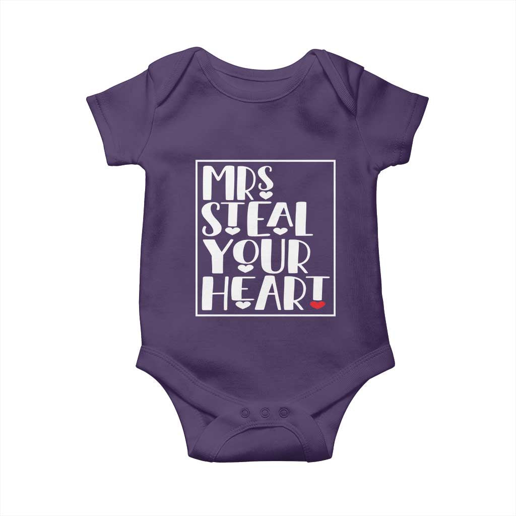 Valentine's Day Baby Onesie Mrs Steal Your Heart Funny Heart TS09 Purple Print Your Wear