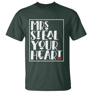 Valentine's Day T Shirt Mrs Steal Your Heart Funny Heart TS09 Dark Forest Green Printyourwear