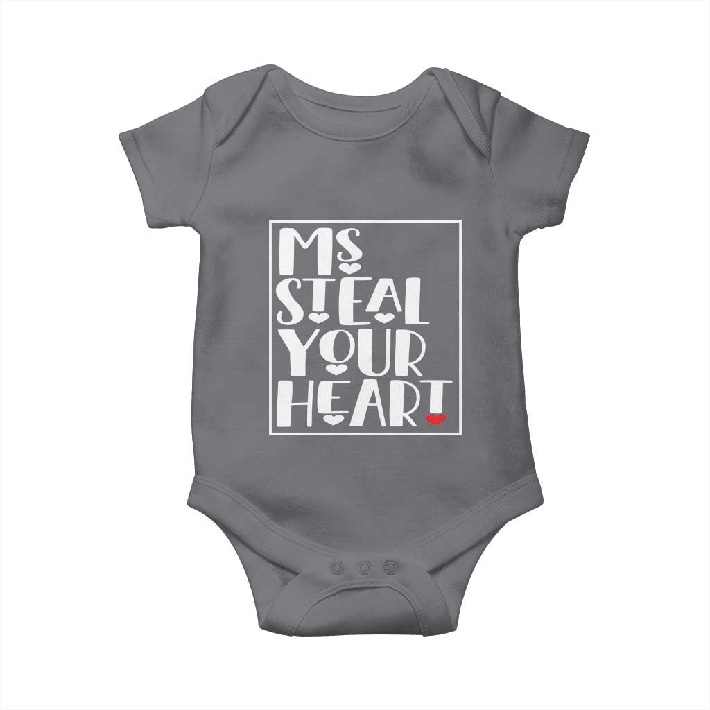Valentine's Day Baby Onesie Ms Steal Your Heart Funny Heart TS09 Charcoal Print Your Wear
