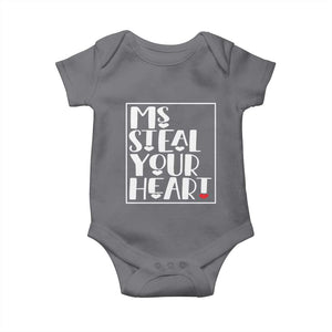 Valentine's Day Baby Onesie Ms Steal Your Heart Funny Heart TS09 Charcoal Print Your Wear