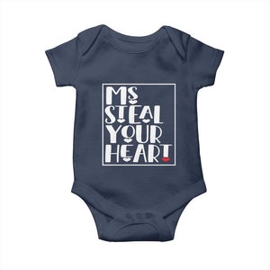 Valentine's Day Baby Onesie Ms Steal Your Heart Funny Heart TS09 Navy Print Your Wear