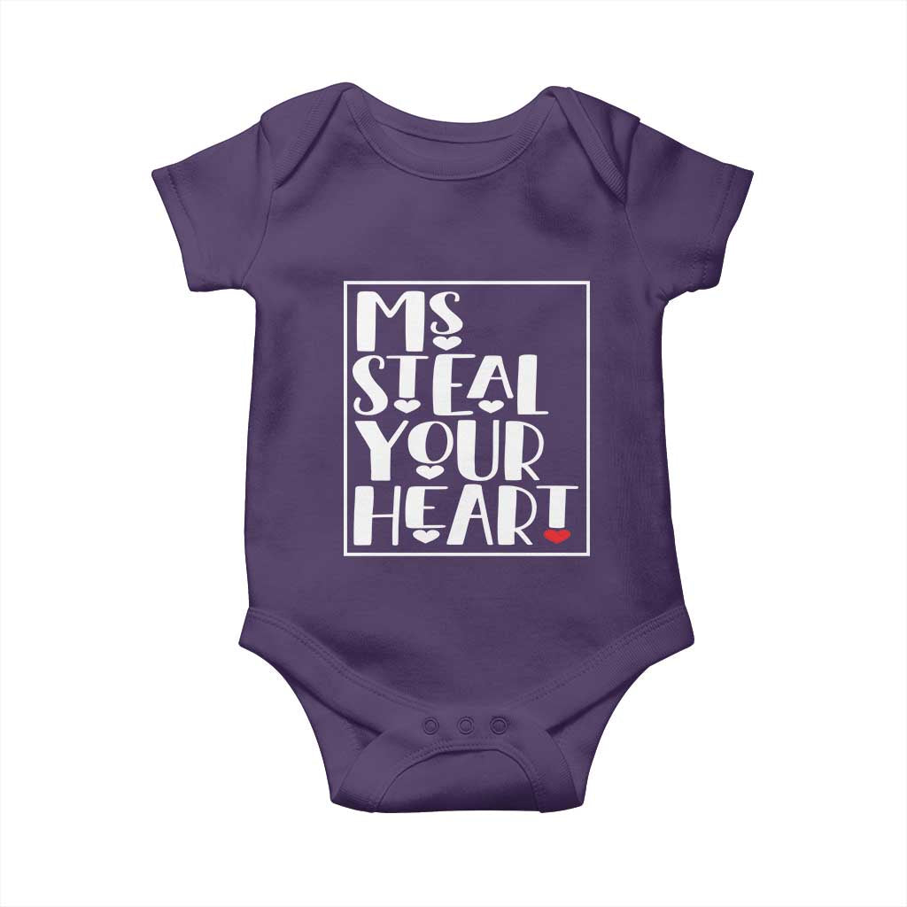 Valentine's Day Baby Onesie Ms Steal Your Heart Funny Heart TS09 Purple Print Your Wear