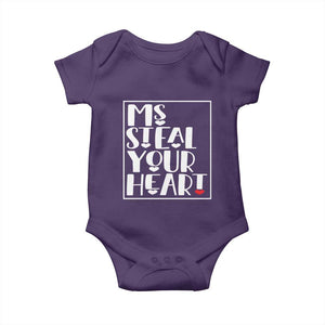 Valentine's Day Baby Onesie Ms Steal Your Heart Funny Heart TS09 Purple Print Your Wear