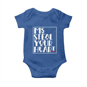 Valentine's Day Baby Onesie Ms Steal Your Heart Funny Heart TS09 Royal Blue Print Your Wear
