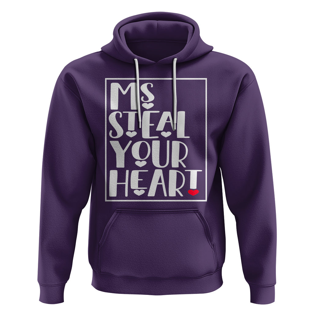 Valentine's Day Hoodie Ms Steal Your Heart Funny Heart TS09 Purple Printyourwear