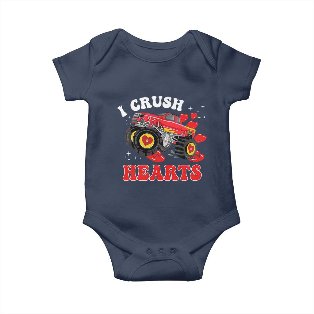 Valentine's Day Baby Onesie I Crush Hearts Monster Truck TS09 Navy Print Your Wear