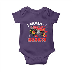 Valentine's Day Baby Onesie I Crush Hearts Monster Truck TS09 Purple Print Your Wear