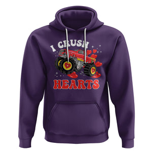 Valentine's Day Hoodie I Crush Hearts Monster Truck TS09 Purple Printyourwear