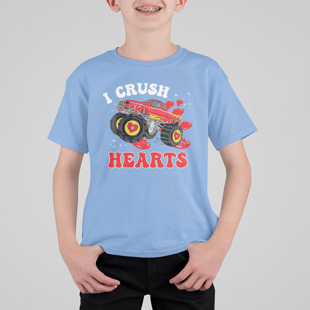 Valentine's Day T Shirt For Kid I Crush Hearts Monster Truck TS09 Carolina Blue Printyourwear