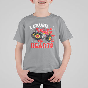 Valentine's Day T Shirt For Kid I Crush Hearts Monster Truck TS09 Sport Gray Printyourwear