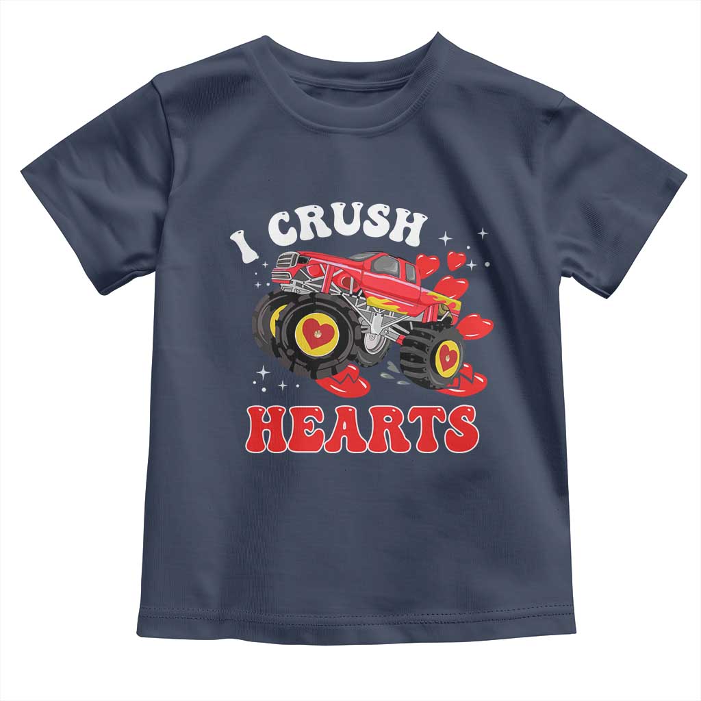 Valentine's Day Toddler T Shirt I Crush Hearts Monster Truck TS09 Navy Print Your Wear