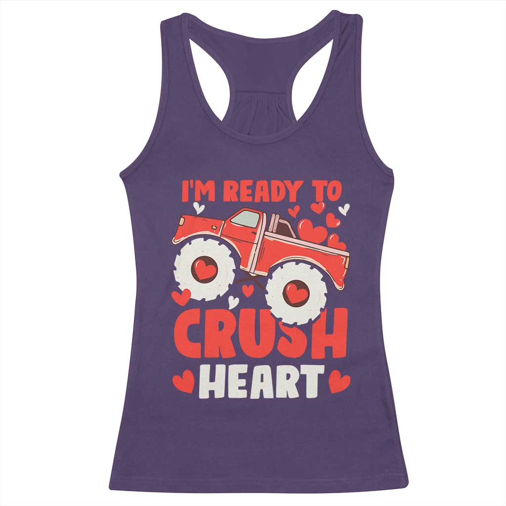 Valentine's Day Racerback Tank Top I Ready To Crush Hearts Monster Truck TS09 Purple Print Your Wear