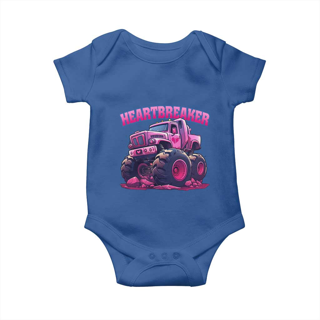 Valentine's Day Baby Onesie Tractor Heartbreaker Monster Truck Funny TS09 Royal Blue Print Your Wear
