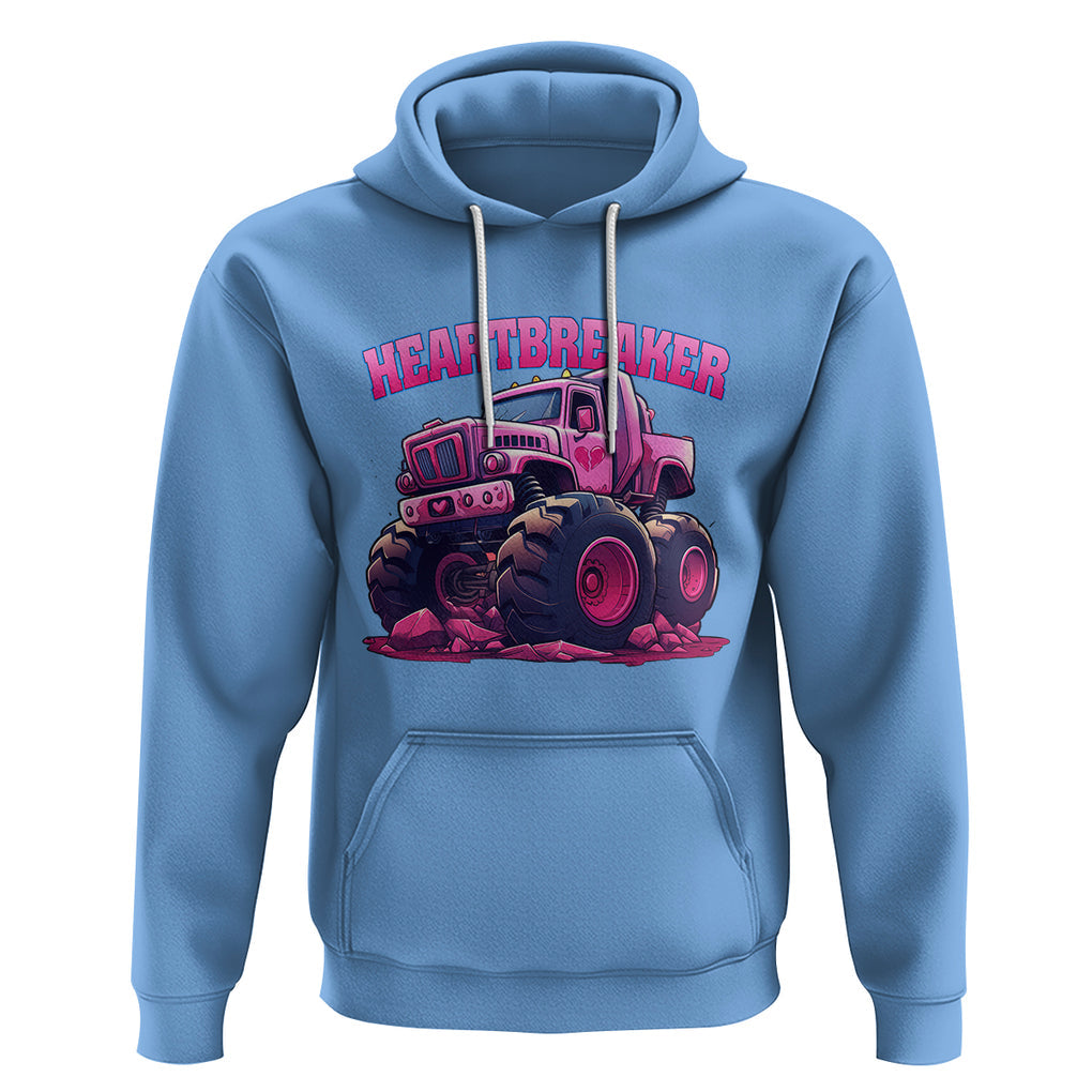 Valentine's Day Hoodie Tractor Heartbreaker Monster Truck Funny TS09 Carolina Blue Printyourwear