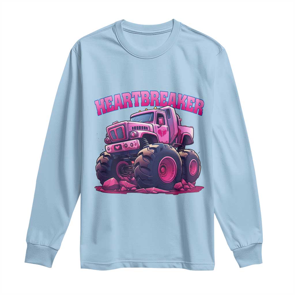Valentine's Day Long Sleeve Shirt Tractor Heartbreaker Monster Truck Funny TS09 Light Blue Print Your Wear