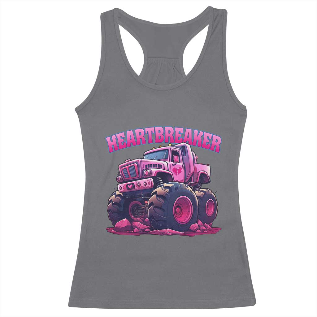 Valentine's Day Racerback Tank Top Tractor Heartbreaker Monster Truck Funny TS09 Charcoal Print Your Wear