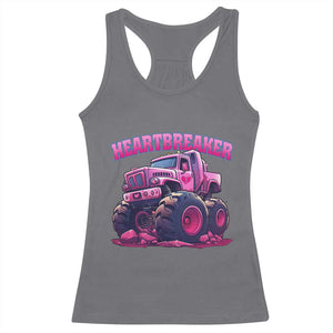 Valentine's Day Racerback Tank Top Tractor Heartbreaker Monster Truck Funny TS09 Charcoal Print Your Wear