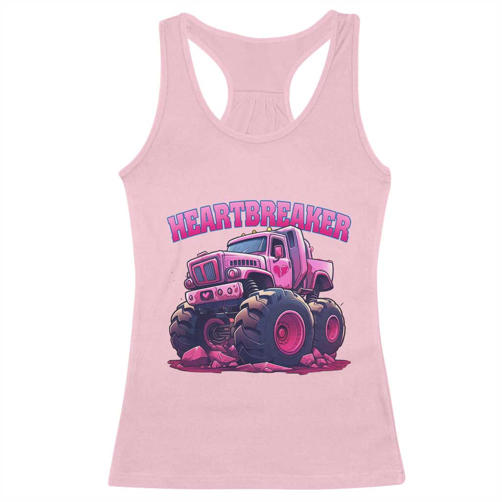 Valentine's Day Racerback Tank Top Tractor Heartbreaker Monster Truck Funny TS09 Light Pink Print Your Wear