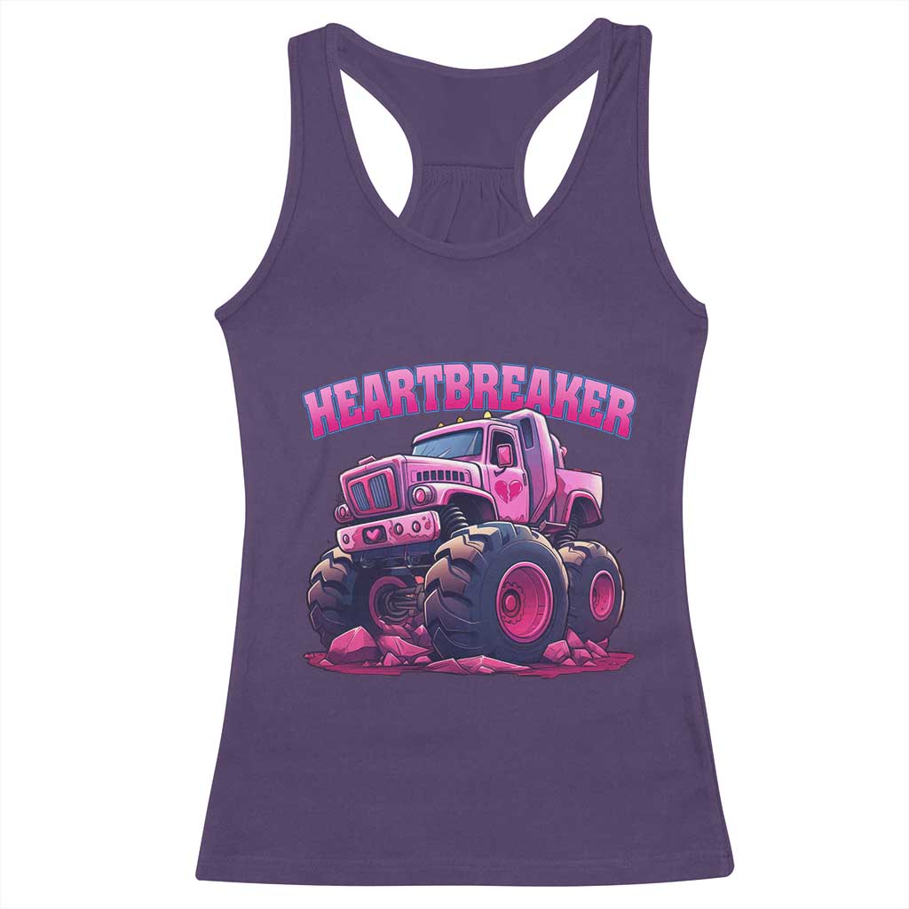 Valentine's Day Racerback Tank Top Tractor Heartbreaker Monster Truck Funny TS09 Purple Print Your Wear