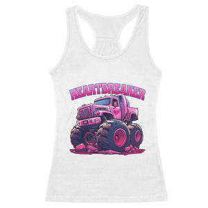 Valentine's Day Racerback Tank Top Tractor Heartbreaker Monster Truck Funny TS09 White Print Your Wear