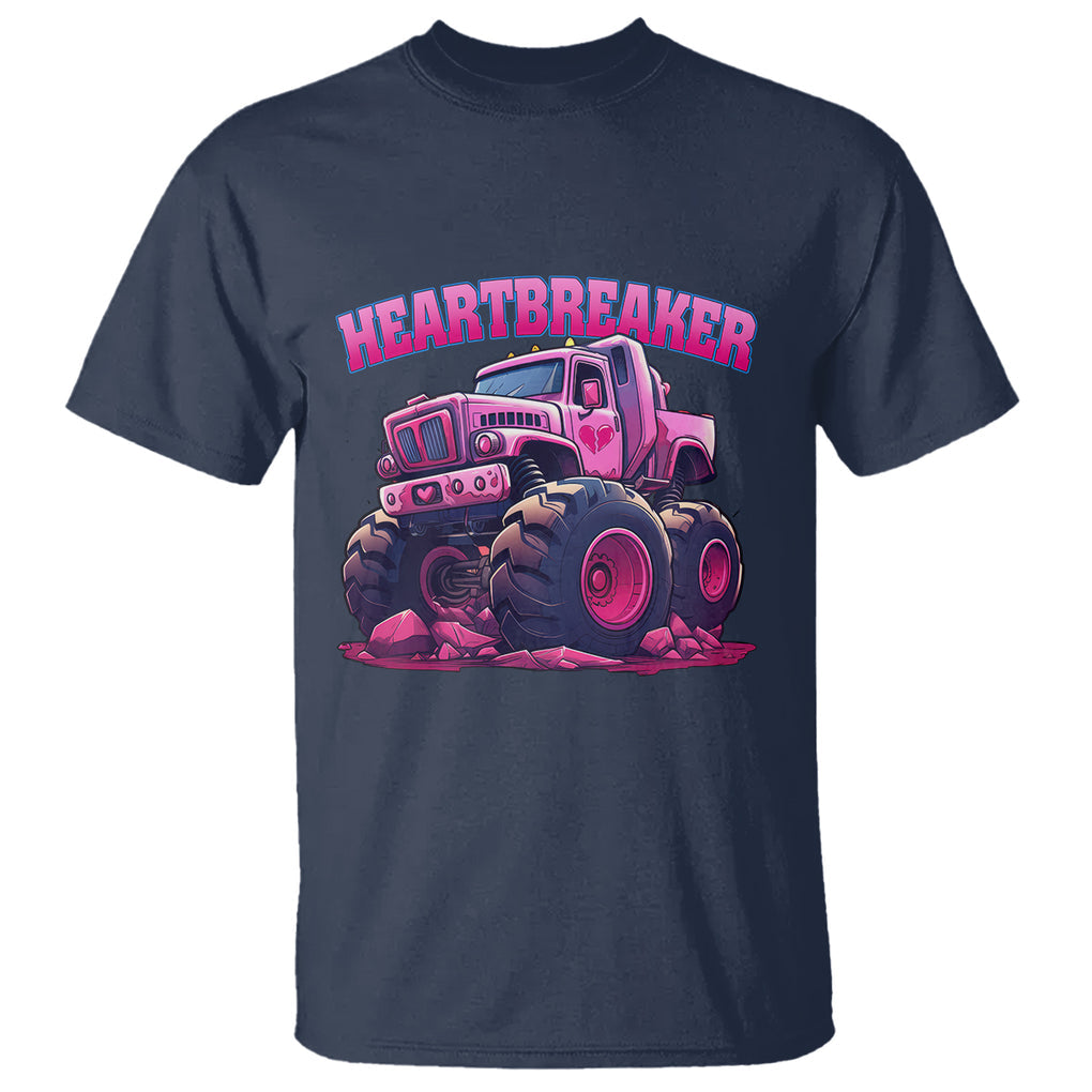 Valentine's Day T Shirt Tractor Heartbreaker Monster Truck Funny TS09 Navy Printyourwear