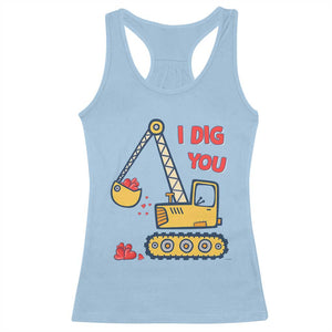 Valentine's Day Racerback Tank Top I Dig You Construction Truck Heart TS09 Light Blue Print Your Wear