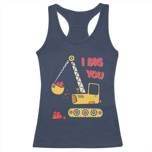 Valentine's Day Racerback Tank Top I Dig You Construction Truck Heart TS09 Navy Print Your Wear
