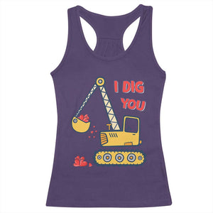 Valentine's Day Racerback Tank Top I Dig You Construction Truck Heart TS09 Purple Print Your Wear