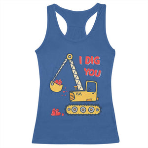 Valentine's Day Racerback Tank Top I Dig You Construction Truck Heart TS09 Royal Blue Print Your Wear