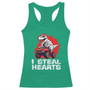 Valentine's Day Racerback Tank Top I Steal Hearts Cool Dinosaur Riding Monster Truck TS09 Irish Green Print Your Wear